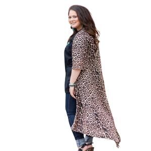 Crazy Train Leopard Print Open Cardigan - Tan & Black